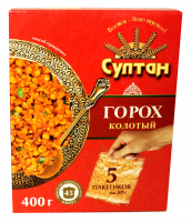 Горох колотый в варочных пакетах "Султан" 400гр (5*80гр) ООО Первая Крупяная Компания